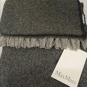 NWT $495 MAX MARA GRAY WOOL BLEND SCARF 70” x 19”